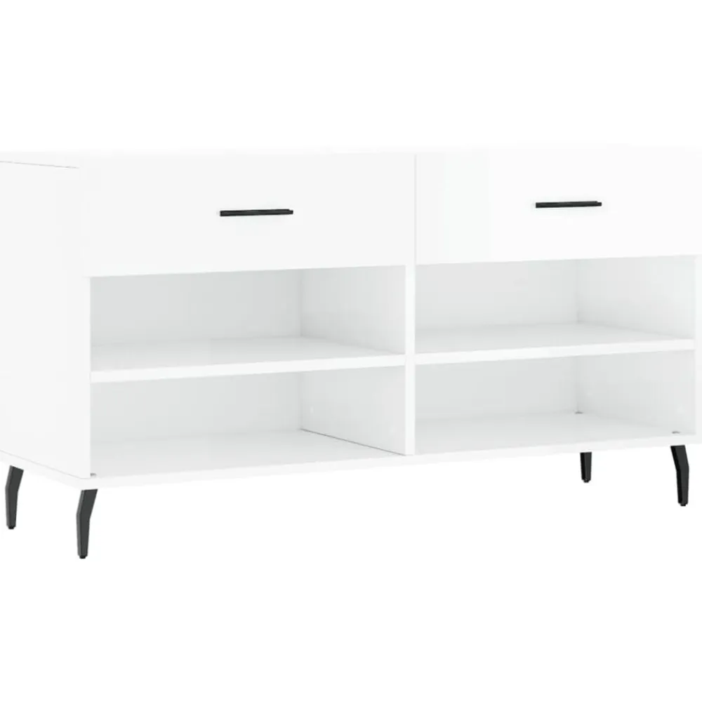 vidaXL Zapatero madera de ingeniería blanco brillo 102x35x55 cm Blanco brillante Best