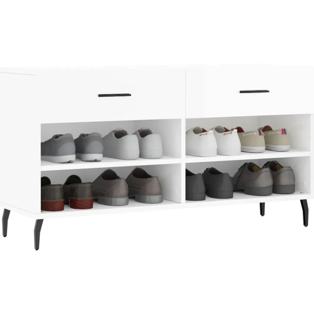 vidaXL Zapatero madera de ingeniería blanco brillo 102x35x55 cm Blanco brillante Best