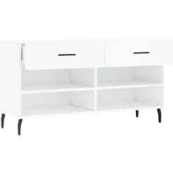 vidaXL Zapatero madera de ingeniería blanco brillo 102x35x55 cm Blanco brillante Best