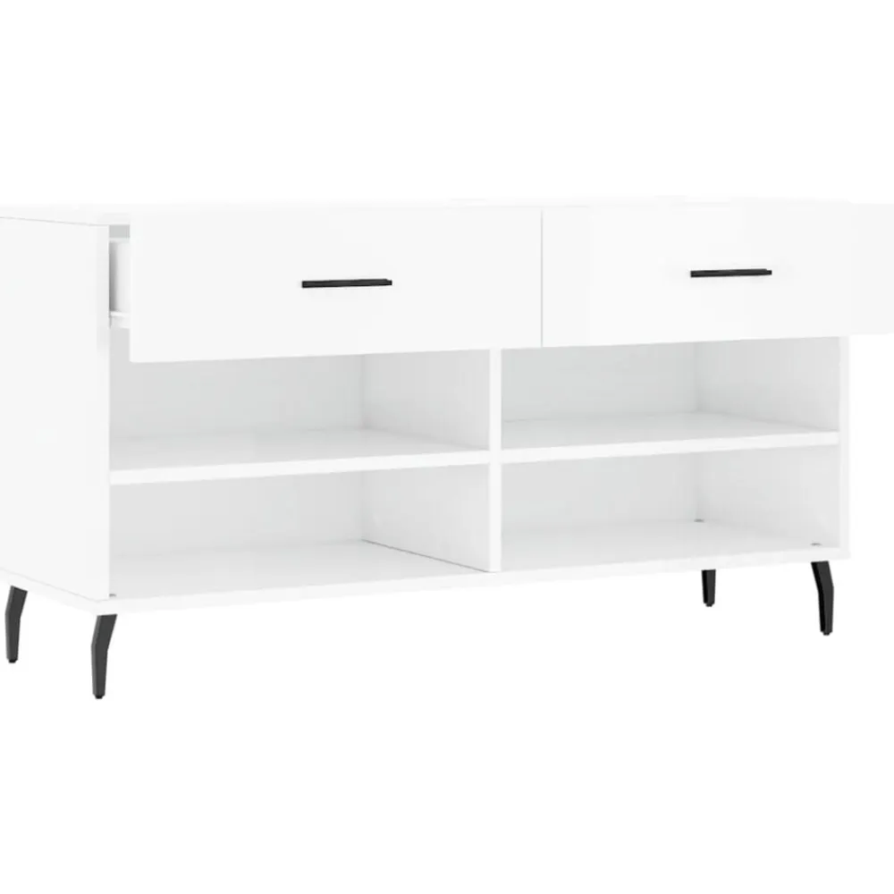 vidaXL Zapatero madera de ingeniería blanco brillo 102x35x55 cm Blanco brillante Best