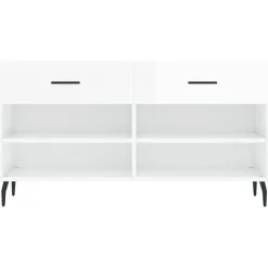 vidaXL Zapatero madera de ingeniería blanco brillo 102x35x55 cm Blanco brillante Best