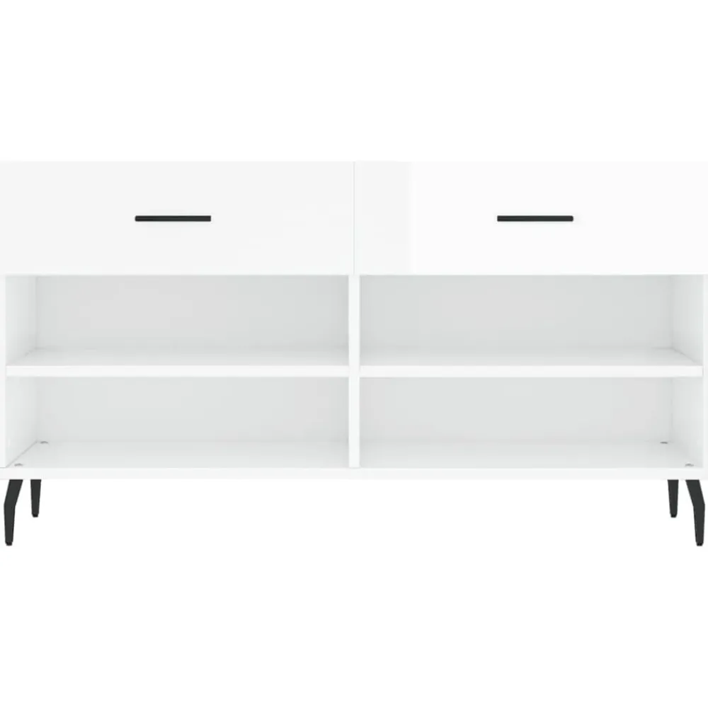 vidaXL Zapatero madera de ingeniería blanco brillo 102x35x55 cm Blanco brillante Best