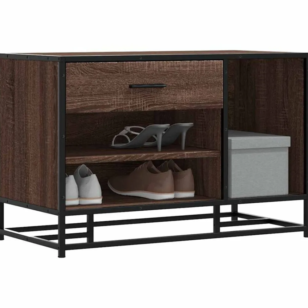 vidaXL Zapatero madera de ingeniería marrón roble 80x40x53,5 cm Marrón roble Outlet