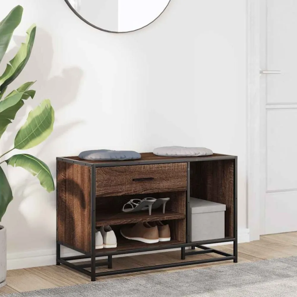 vidaXL Zapatero madera de ingeniería marrón roble 80x40x53,5 cm Marrón roble Outlet