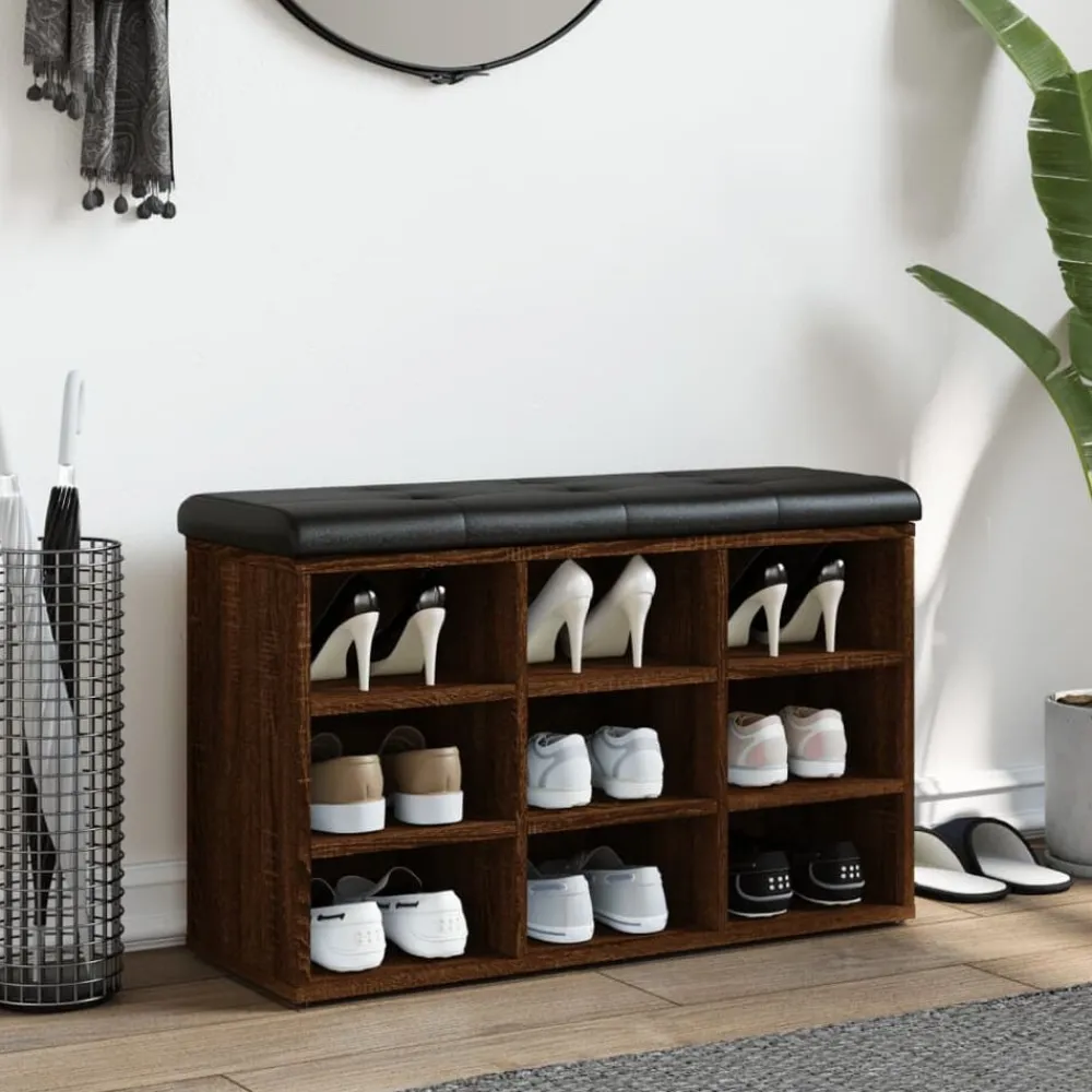 vidaXL Zapatero madera de ingeniería marrón roble 82x32x50 cm Marrón roble Best