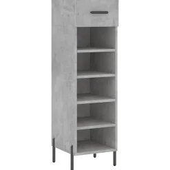 vidaXL Zapatero madera de ingeniería gris hormigón 30x35x105 cm Gris hormigón Discount