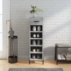 vidaXL Zapatero madera de ingeniería gris hormigón 30x35x105 cm Gris hormig&oacute;n Discount
