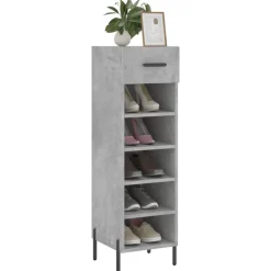 vidaXL Zapatero madera de ingeniería gris hormigón 30x35x105 cm Gris hormigón Discount