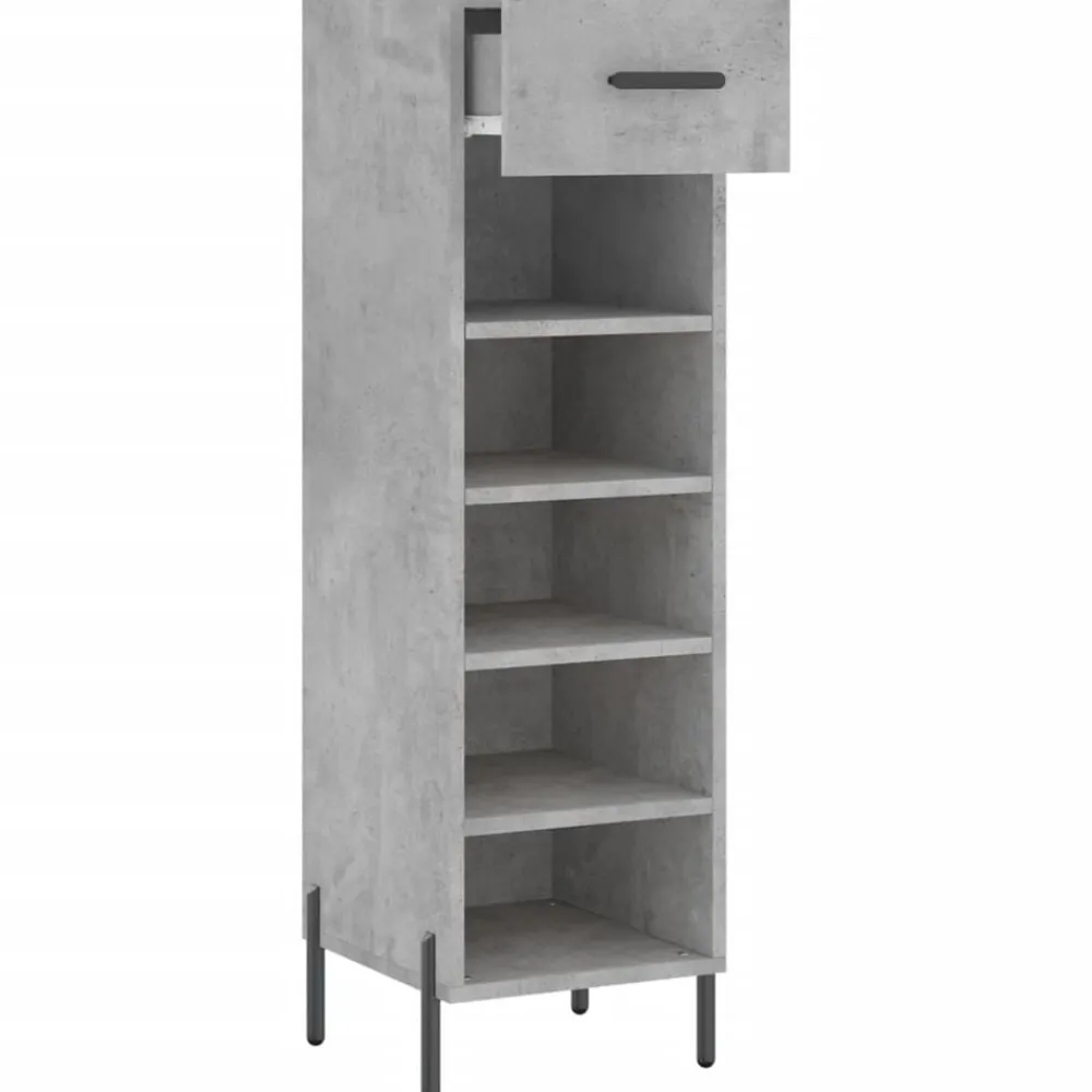 vidaXL Zapatero madera de ingeniería gris hormigón 30x35x105 cm Gris hormigón Discount
