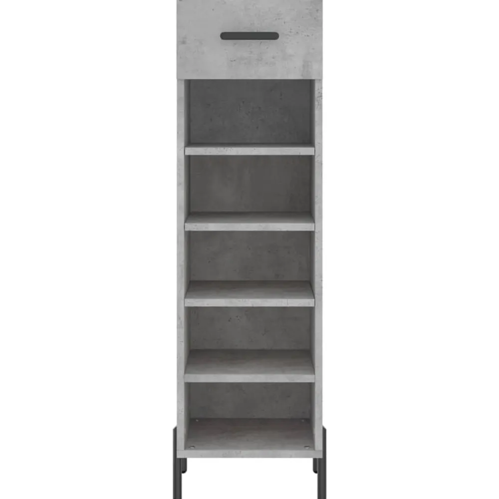 vidaXL Zapatero madera de ingeniería gris hormigón 30x35x105 cm Gris hormigón Discount