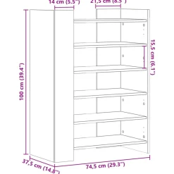 vidaXL Productos Del Hogar-Zapatero madera de ingeniería 74,5x37,5x100 cm