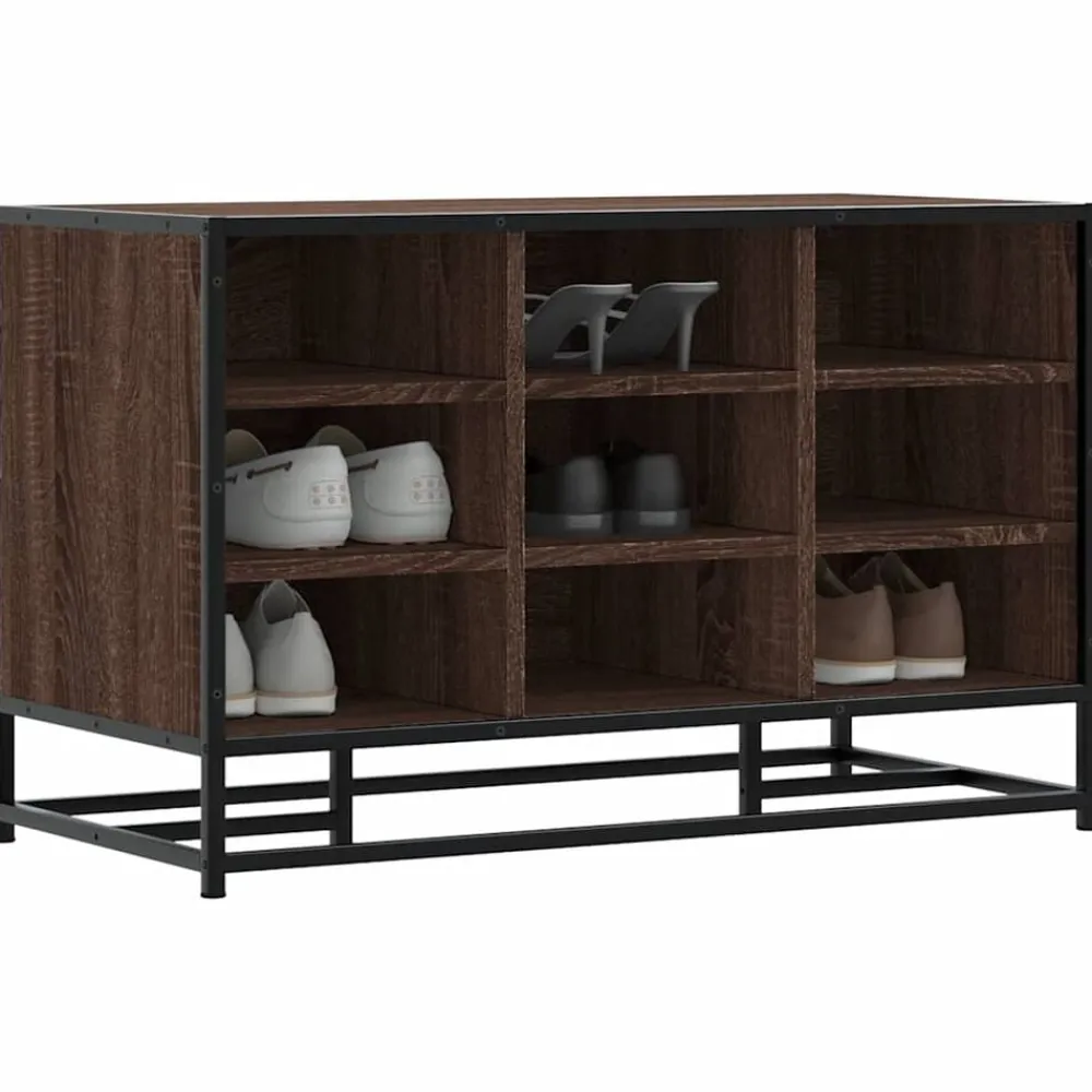 vidaXL Bancos-Zapatero madera de ingeniería marrón roble 84x40x53,5 cm