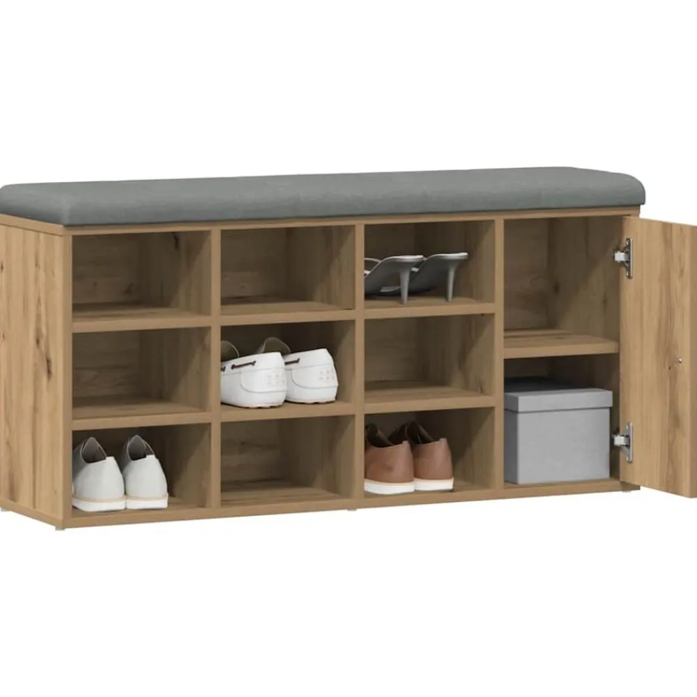 vidaXL Bancos-Zapatero madera de ingeniería roble artesanal 102x32x50cm