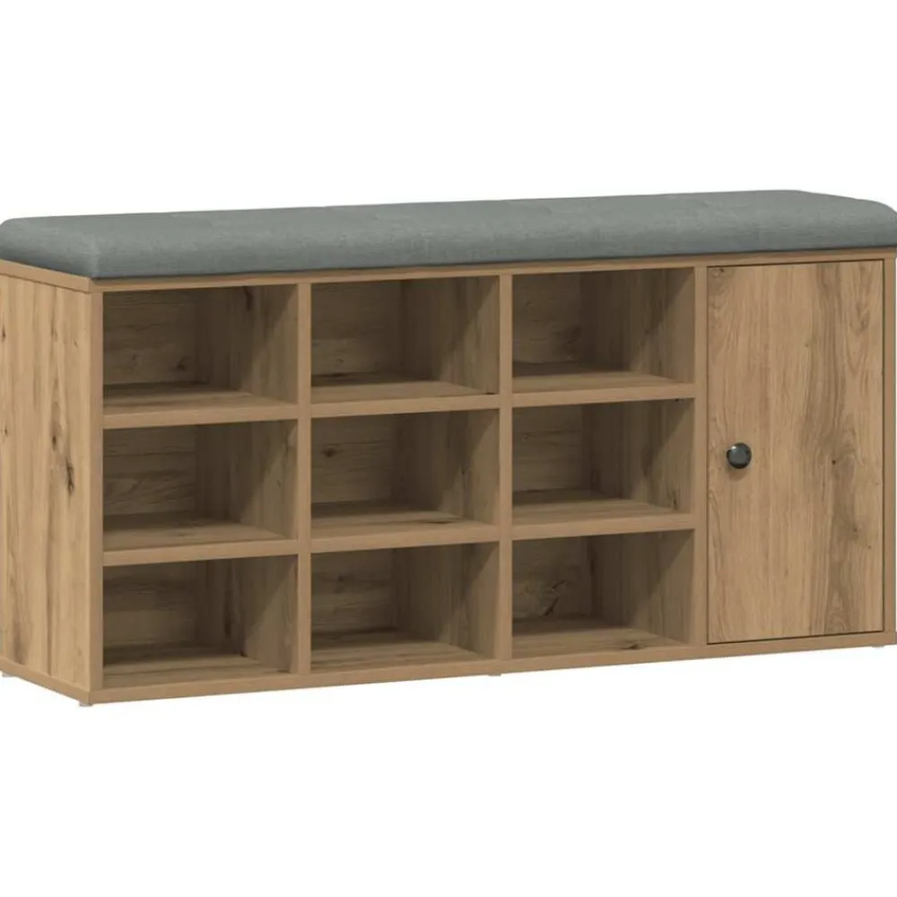 vidaXL Bancos-Zapatero madera de ingeniería roble artesanal 102x32x50cm