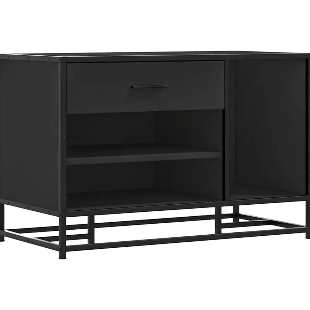vidaXL Zapatero madera de ingeniería y metal 80x40x53,5 cm Negro Outlet