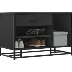 vidaXL Zapatero madera de ingeniería y metal 80x40x53,5 cm Negro Outlet