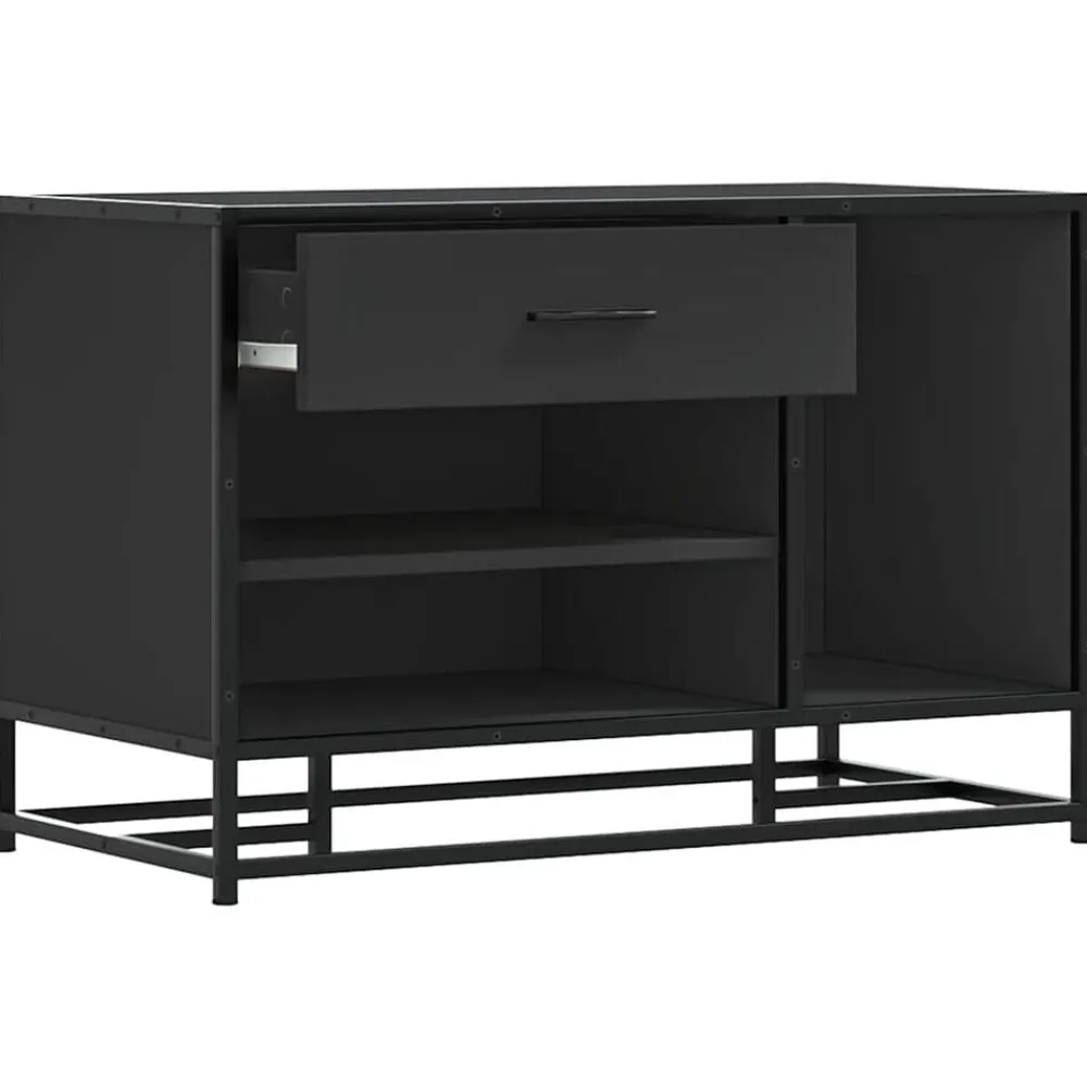vidaXL Zapatero madera de ingeniería y metal 80x40x53,5 cm Negro Outlet