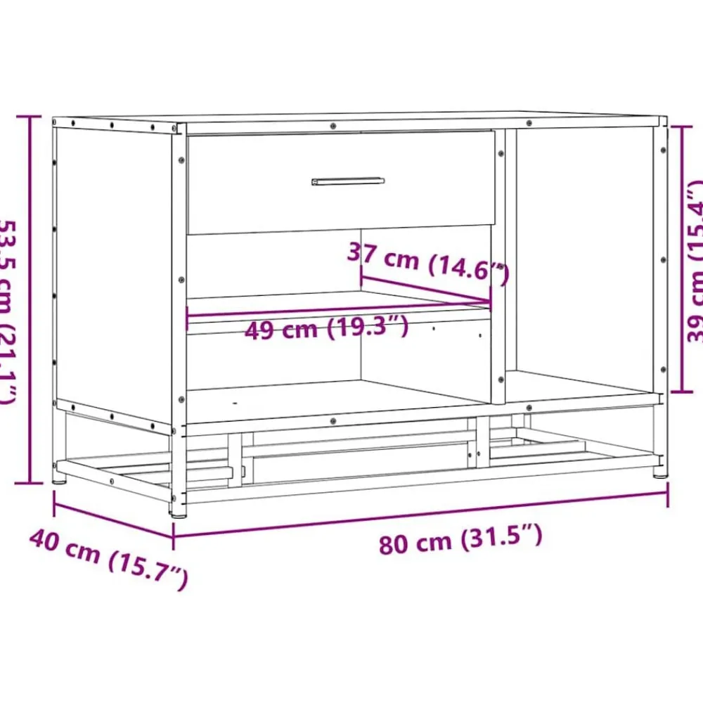 vidaXL Zapatero madera de ingeniería y metal 80x40x53,5 cm Negro Outlet