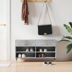 vidaXL Productos Del Hogar-Zapatero madera de ingeniería gris hormigón 102x35x55 cm