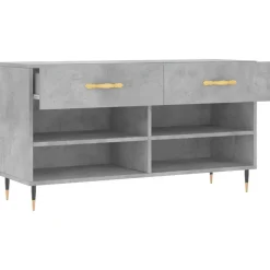vidaXL Productos Del Hogar-Zapatero madera de ingeniería gris hormigón 102x35x55 cm