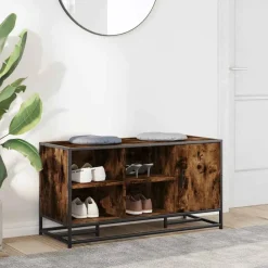 vidaXL Zapatero madera de ingeniería 100x40x53,5cm Roble ahumado Sale