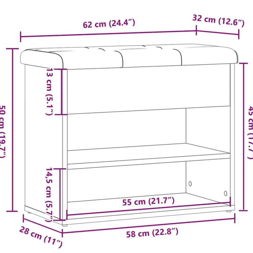vidaXL Zapatero madera de ingeniería madera vieja 62x32x50 cm Madera antigua Outlet