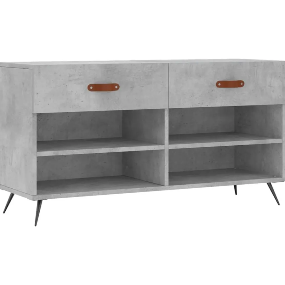 vidaXL Zapatero madera de ingeniería gris hormigón 102x35x55 cm Gris hormigón Online