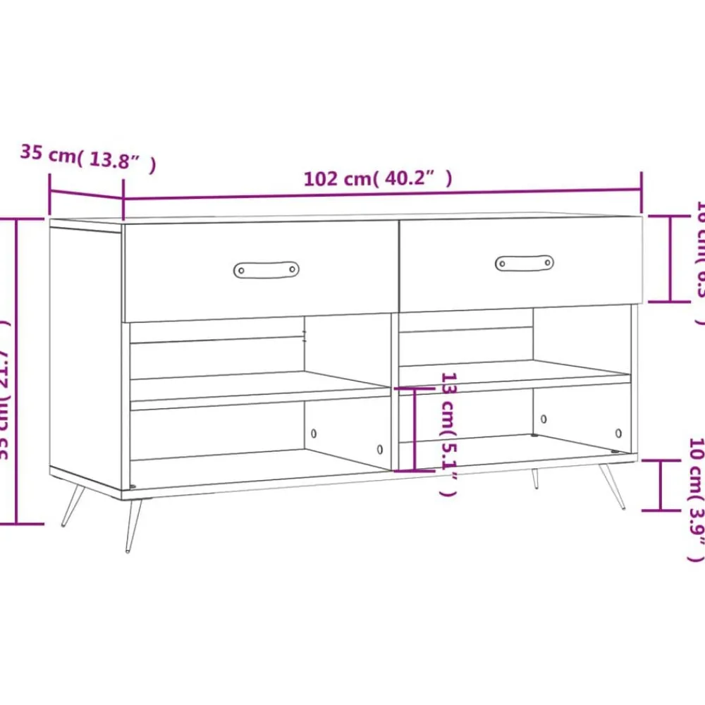 vidaXL Zapatero madera de ingeniería gris hormigón 102x35x55 cm Gris hormigón Online