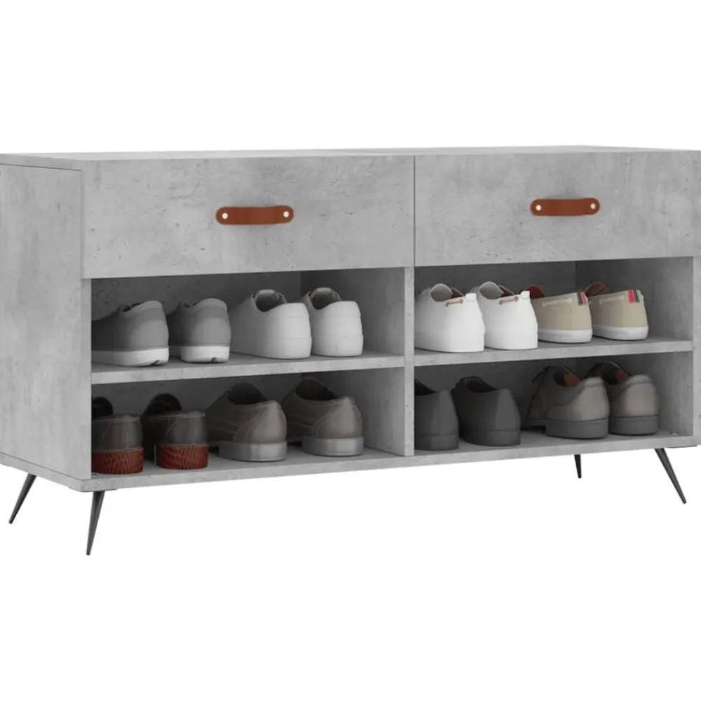vidaXL Zapatero madera de ingeniería gris hormigón 102x35x55 cm Gris hormigón Online