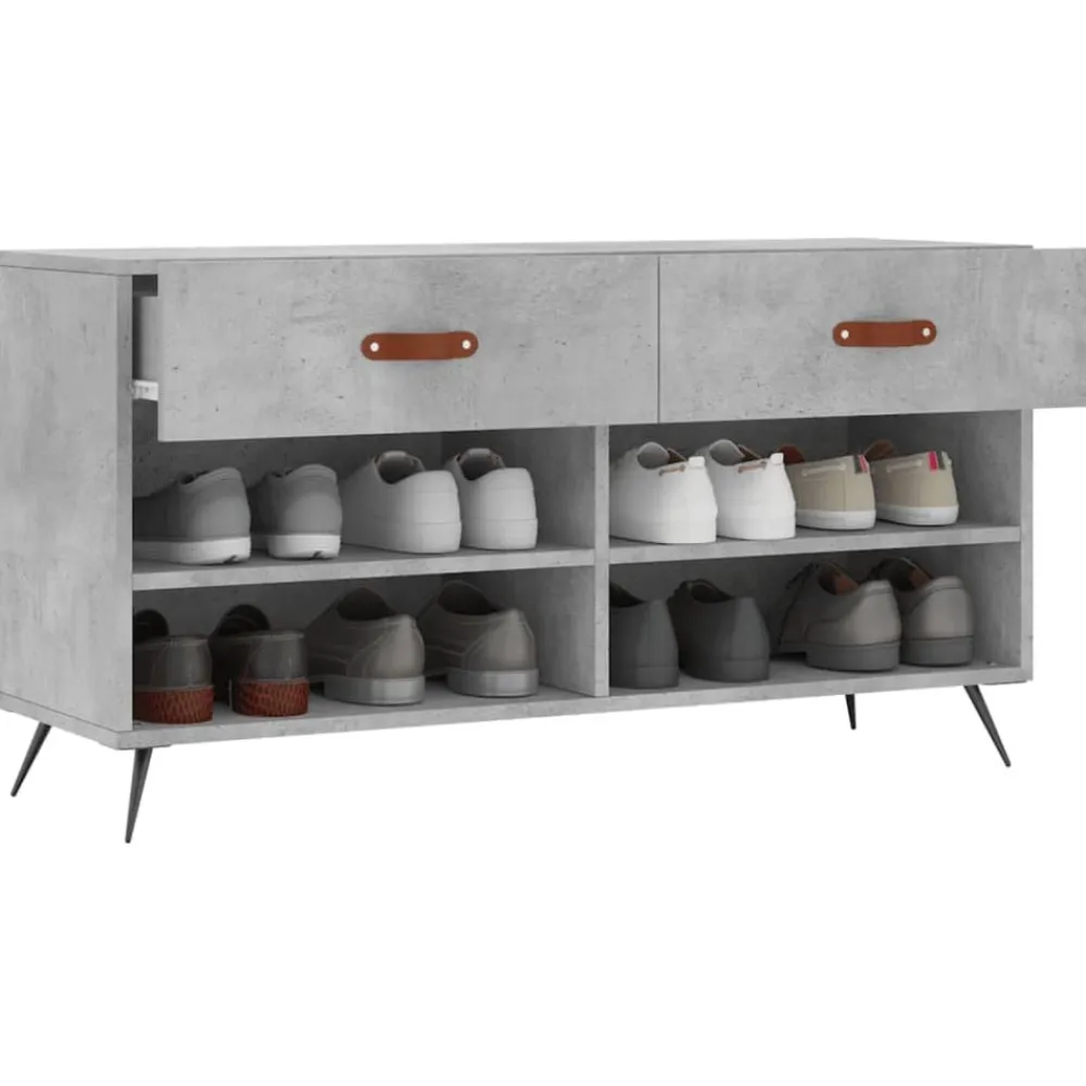vidaXL Zapatero madera de ingeniería gris hormigón 102x35x55 cm Gris hormigón Online