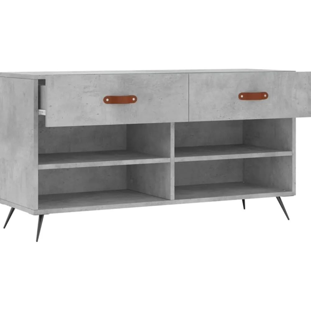 vidaXL Zapatero madera de ingeniería gris hormigón 102x35x55 cm Gris hormigón Online