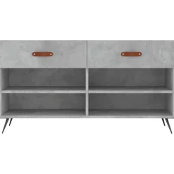 vidaXL Zapatero madera de ingeniería gris hormigón 102x35x55 cm Gris hormigón Online