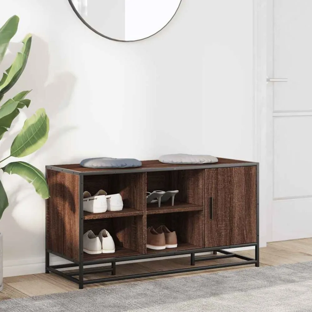 vidaXL Zapatero madera de ingeniería roble marrón 100x40x53,5 cm Marrón roble Clearance