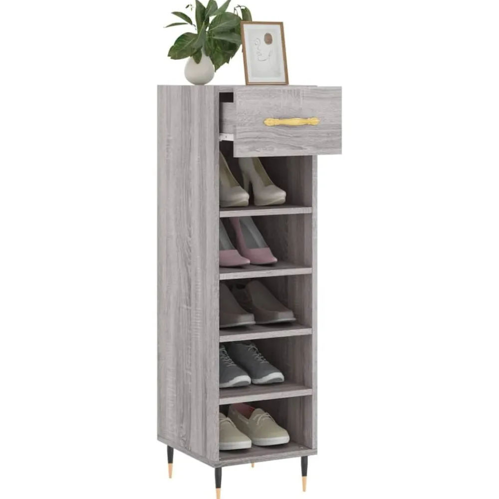 vidaXL Zapatero madera de ingeniería 30x35x105 cm Gris sonoma Sale