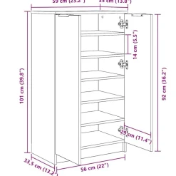 vidaXL Zapatero madera de ingeniería envejecida 59x35x100,5 cm Madera antigua Clearance