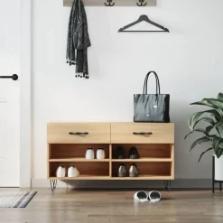 vidaXL Zapatero madera de ingeniería 102x35x55 cm Roble Sonoma Hot