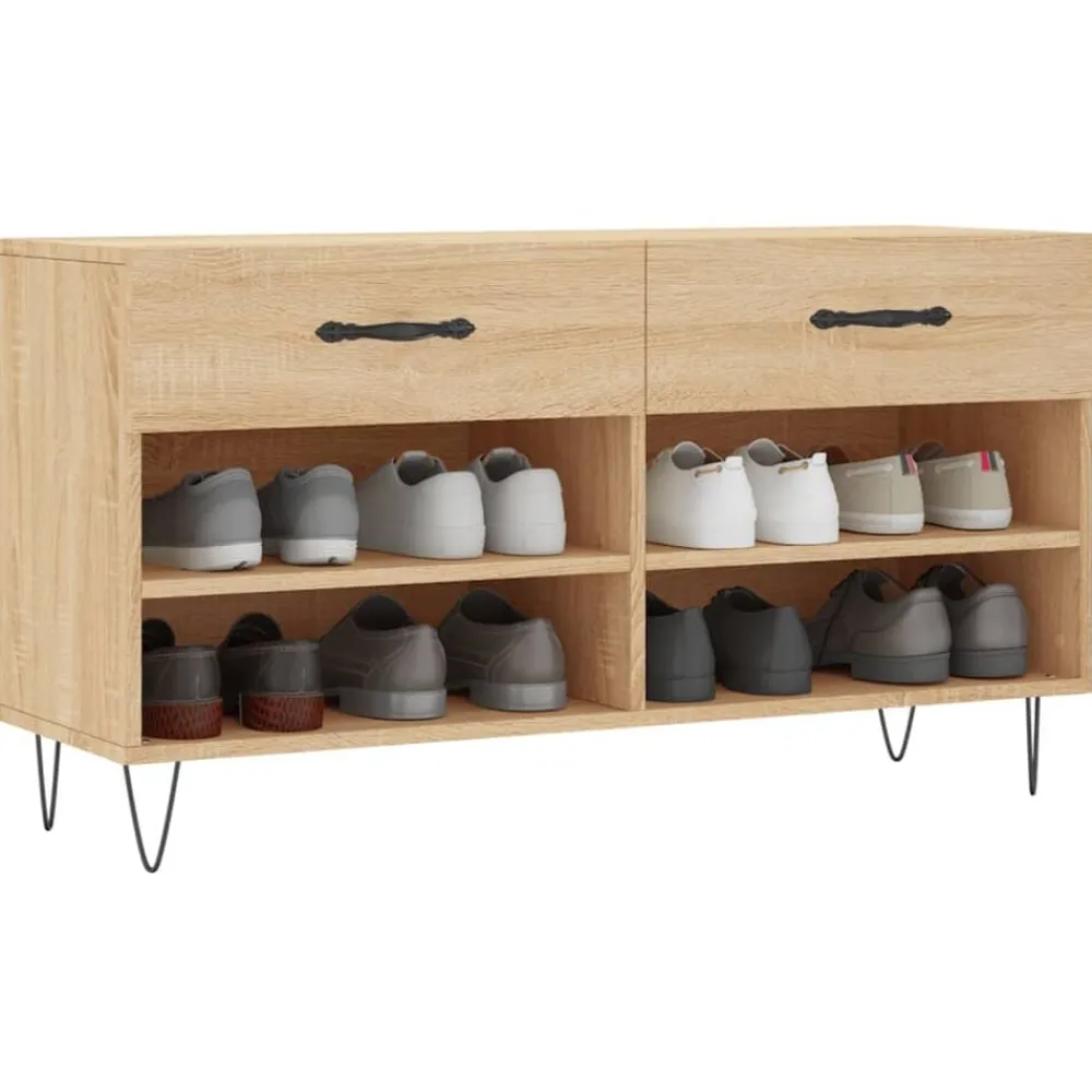 vidaXL Zapatero madera de ingeniería 102x35x55 cm Roble Sonoma Hot