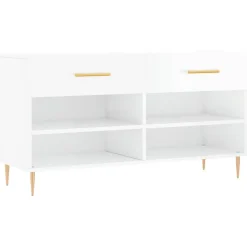 vidaXL Productos Del Hogar-Zapatero madera de ingeniería blanco brillo 102x35x55 cm