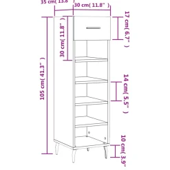 vidaXL Zapatero madera de ingeniería 30x35x105 cm Negro Discount