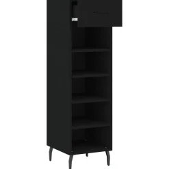 vidaXL Zapatero madera de ingeniería 30x35x105 cm Negro Discount