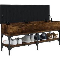 vidaXL Zapatero madera de ingeniería 102x32x45 cm Roble ahumado Clearance