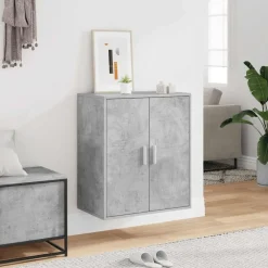 vidaXL Zapatero madera de ingeniería gris hormigón 60x35x70 cm Gris hormigón Discount
