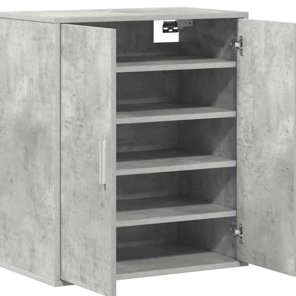 vidaXL Zapatero madera de ingeniería gris hormigón 60x35x70 cm Gris hormigón Discount