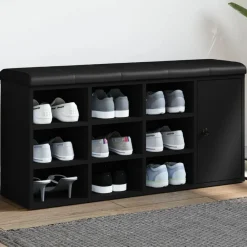 vidaXL Zapatero madera de ingeniería 102x32x50 cm Negro Online
