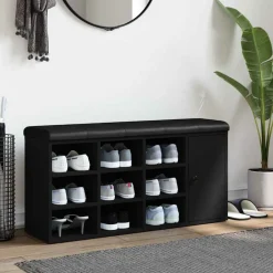 vidaXL Zapatero madera de ingeniería 102x32x50 cm Negro Online