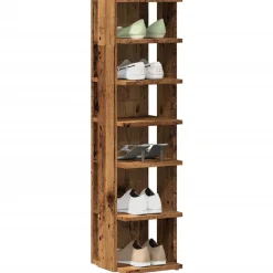 vidaXL Productos Del Hogar-Zapatero madera de ingeniería envejecida 28x27x102 cm