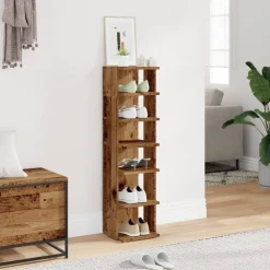 vidaXL Productos Del Hogar-Zapatero madera de ingeniería envejecida 28x27x102 cm