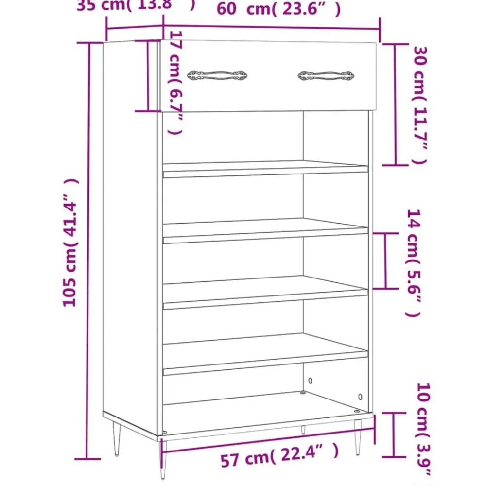 vidaXL Productos Del Hogar-Zapatero madera de ingeniería 60x35x105 cm