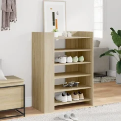 vidaXL Zapatero madera ingeniería 74,5x37,5x100 cm Roble Sonoma Clearance