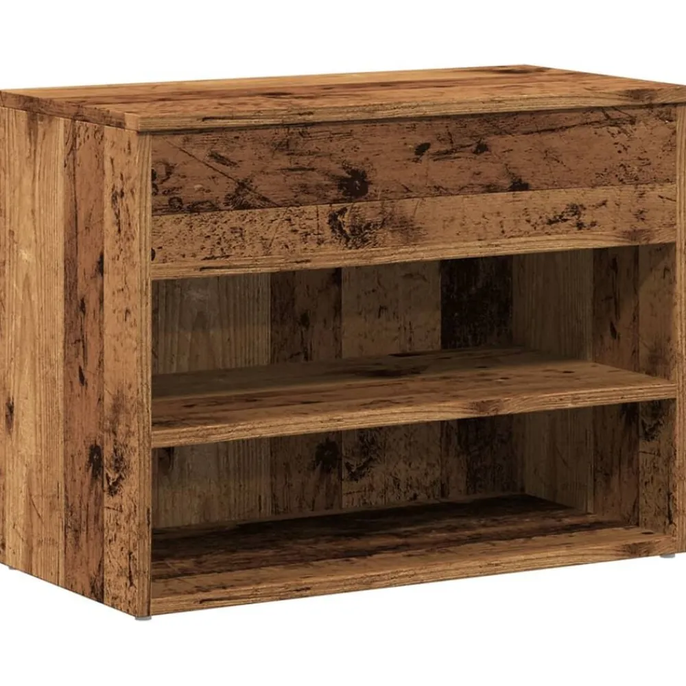 vidaXL Productos Del Hogar-Zapatero madera ingeniería madera envejecida 60x30x45 cm
